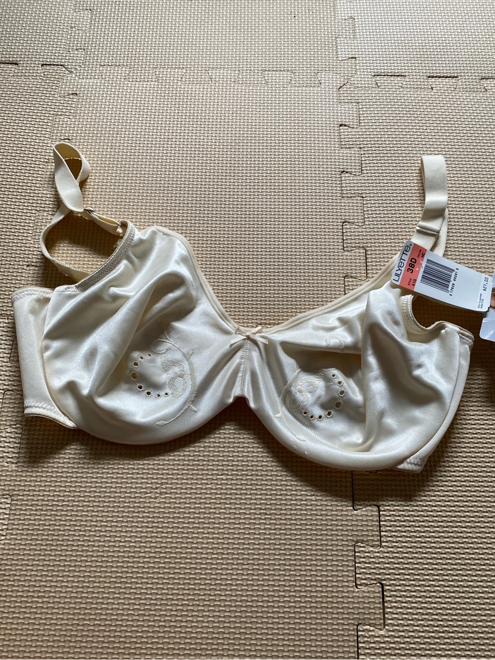 Lilyette Satin Full Coverage Underwire Bra in Cream size 38D